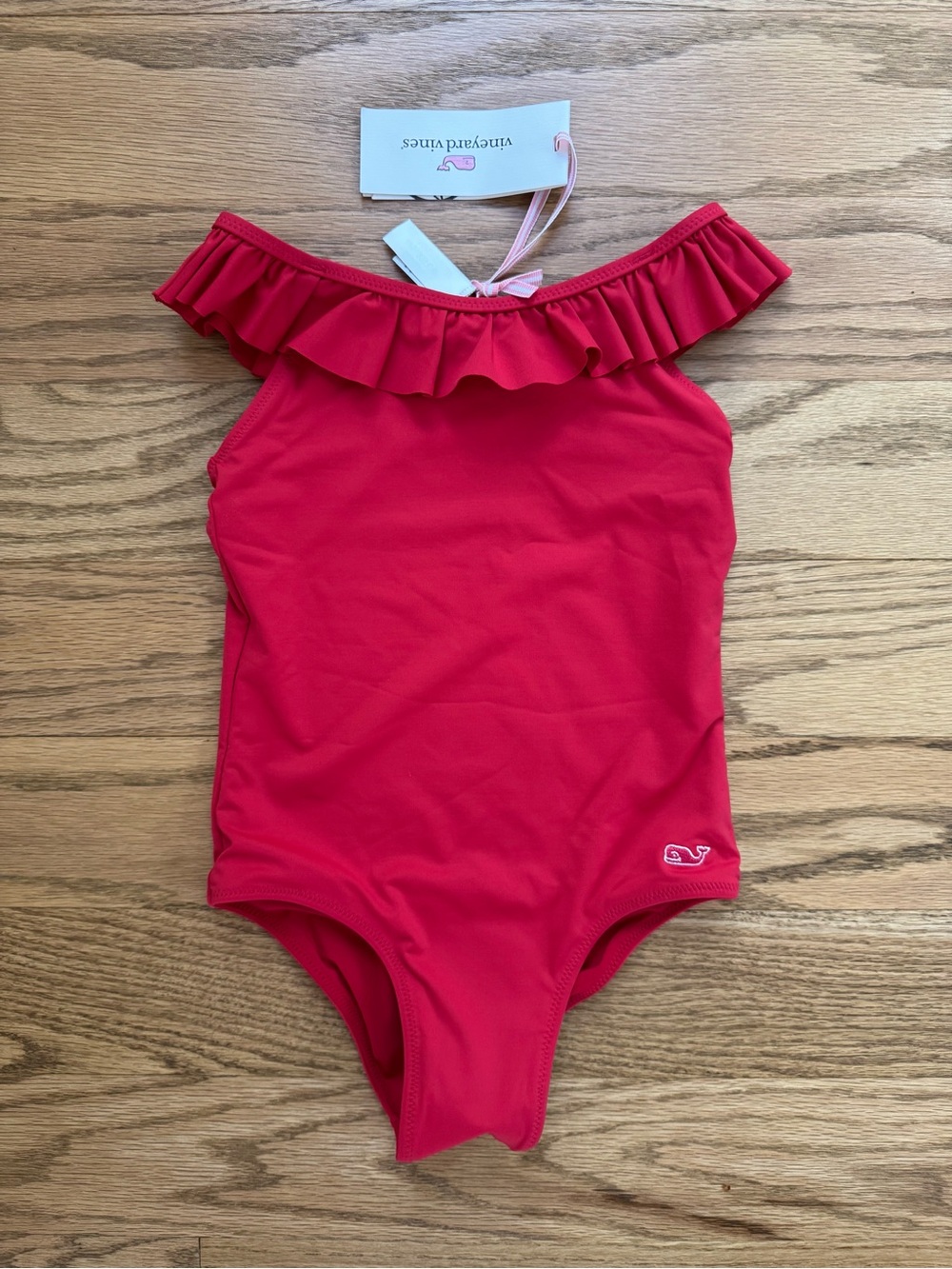 NWT Vineyard Vines Girls' Bright Red Ruffle One-Piece Swimsuit